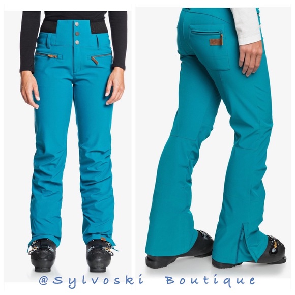🔥 Roxy Rising High Shell Snow Pants Women's Teal NWT - Picture 2 of 7